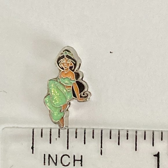 Vintage Disney Princess Jasmine Slider Charm Aladdin Signed Silver Tone Enamel - Picture 9 of 12